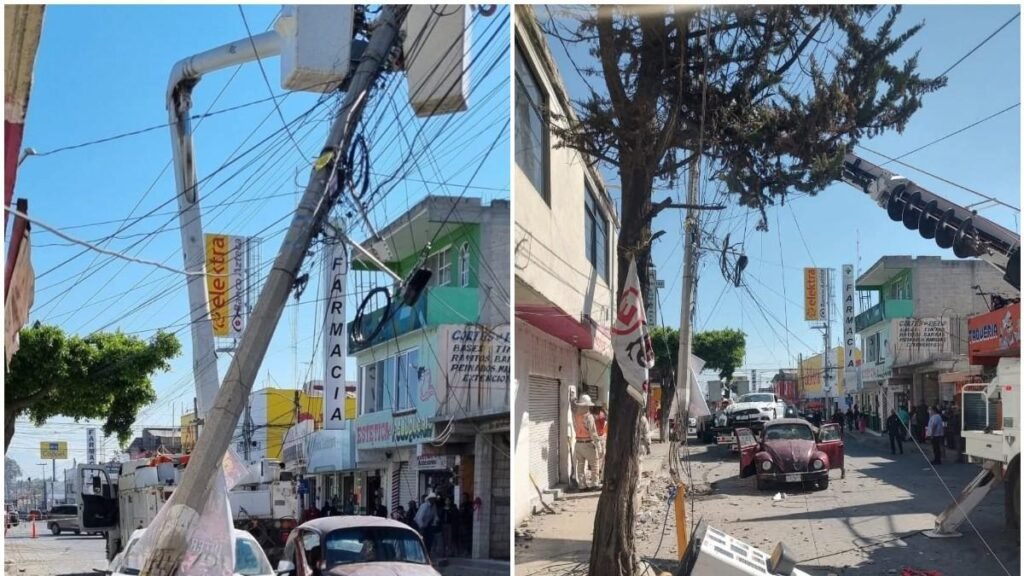 Mustang impacta contra un poste en Hidalgo, dejando a varias casas a oscuras