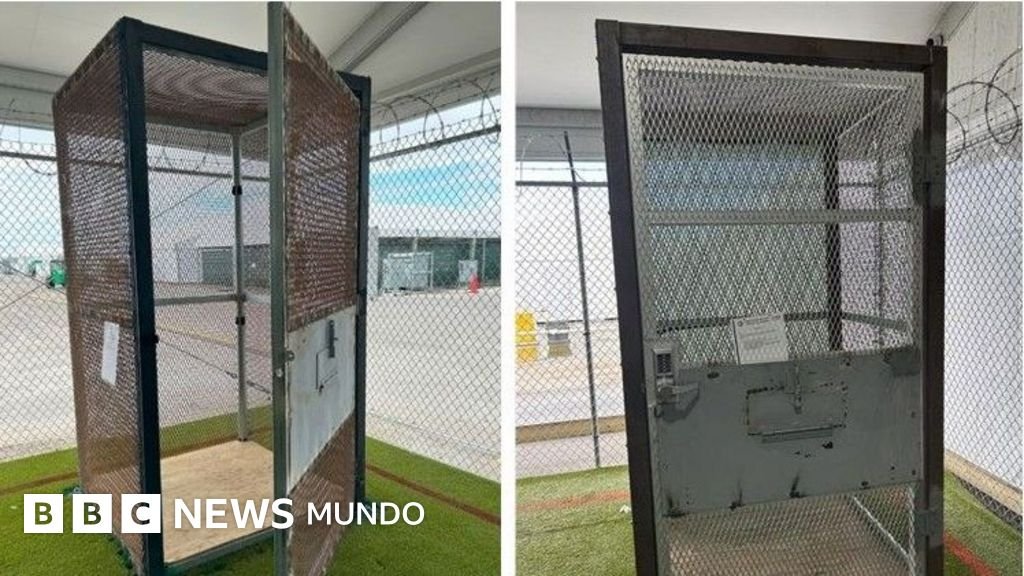 Las jaulas donde se confinaban a los migrantes en el "Alcatraz de los caimanes" de Florida